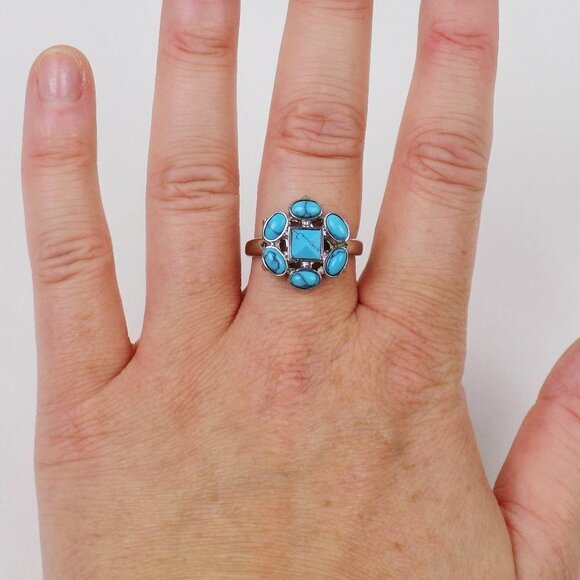 boho native american turquoise stone ring - Picture 1 of 5